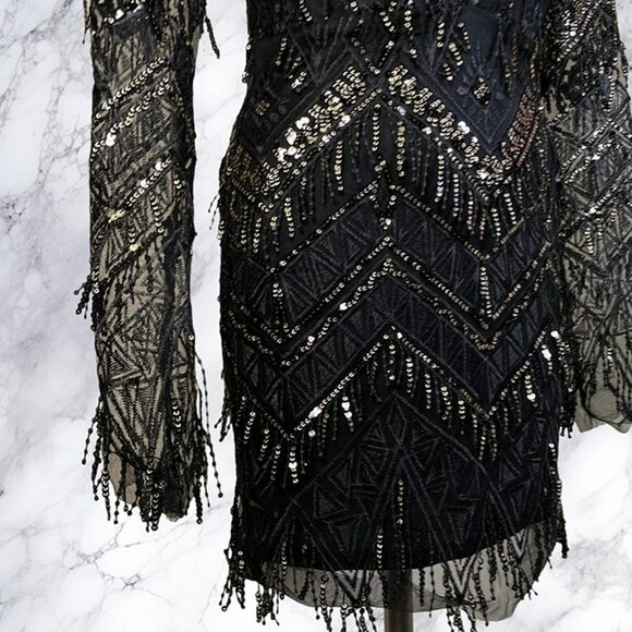 Superdown Nia Sequin Fringe Dress - Black - Picture 7 of 11